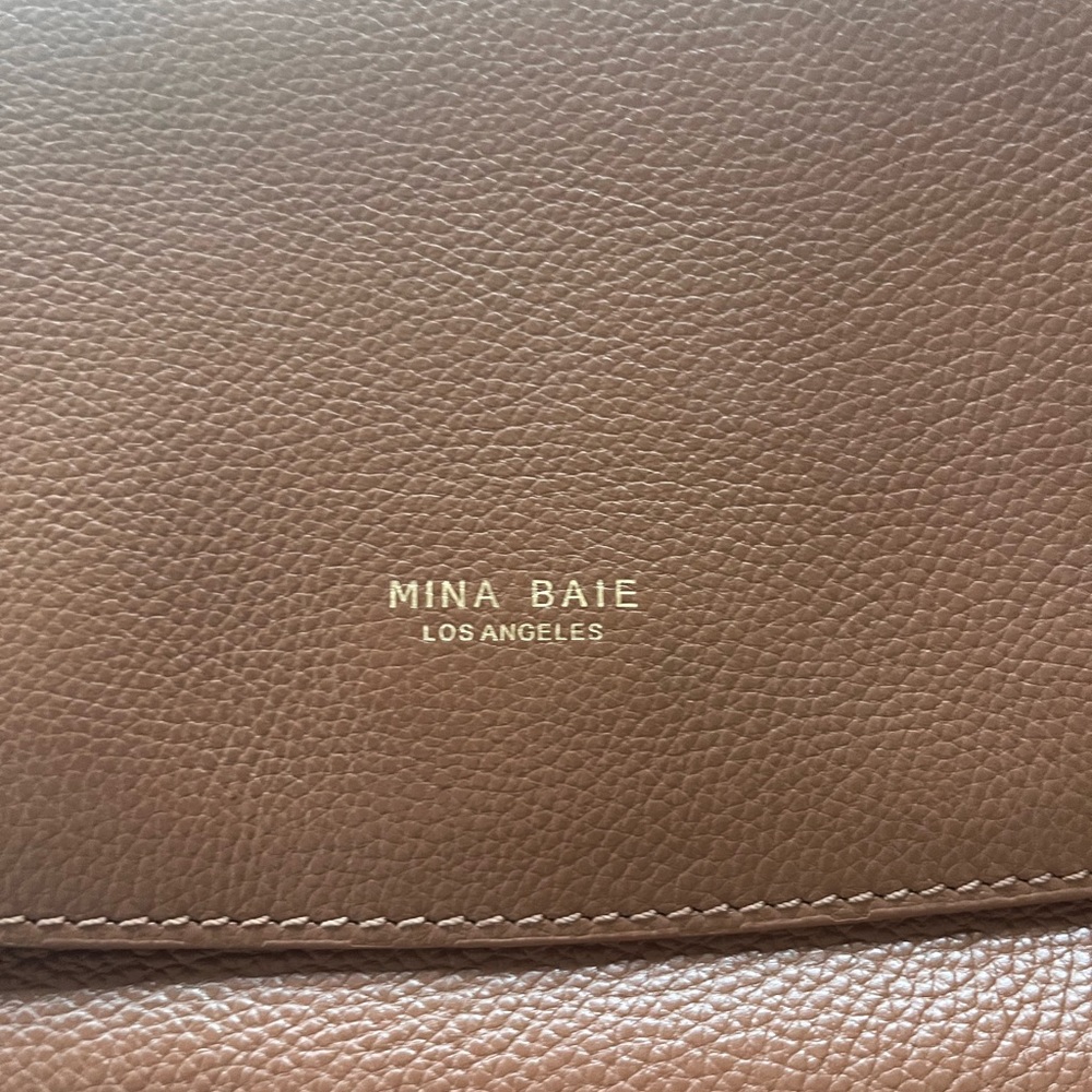 Mina Baie Leather Mini Kinney Diaper Backpack Dark Tan - Picture 7 of 7